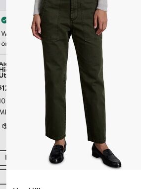 Alex Mill Neil Herringbone High-Waist Utility Straight Pants in Olive Green